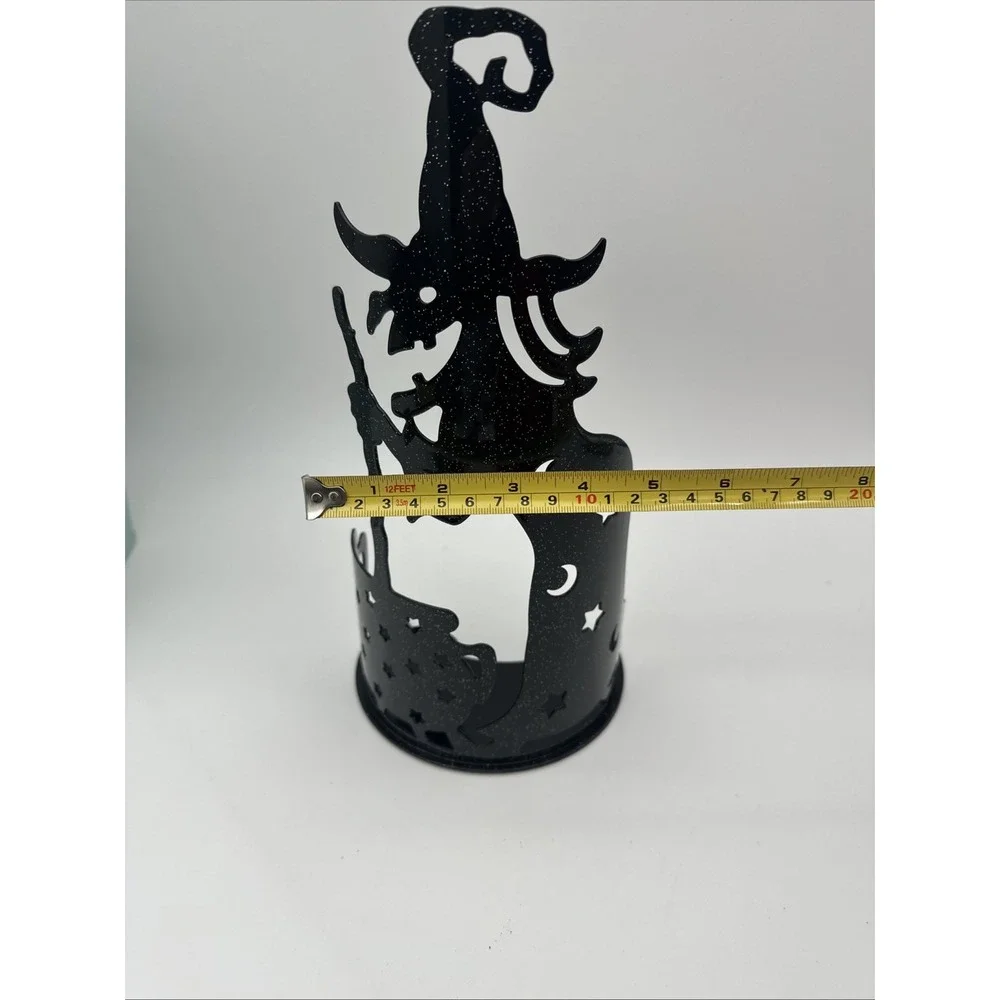 PartyLite Wilemina Witch Tealight Candle Holder‎ P90075 Black GliTTER Halloween - Picture 6 of 6
